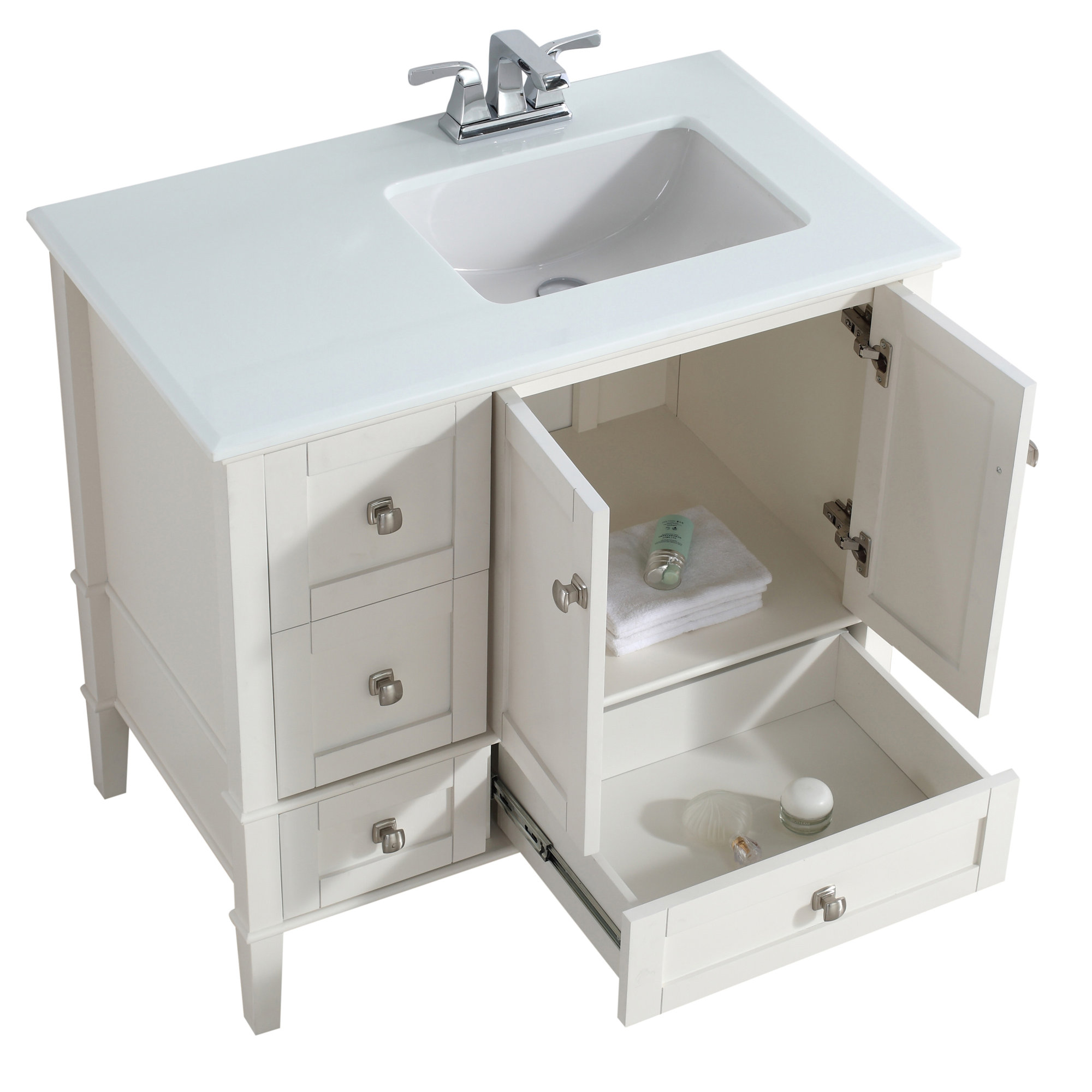 Simpli Home Chelsea 37" Single Right Offset Bath Vanity Set & Reviews